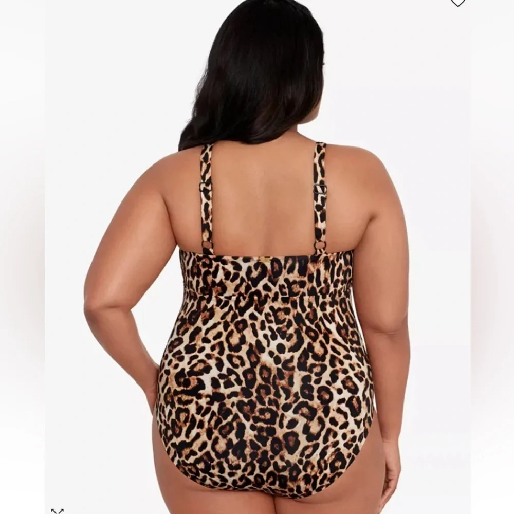 Ralph Lauren Cheetah Leopard High Neck One Piece‎ Swimsuit -plus sz 20W Rt $180